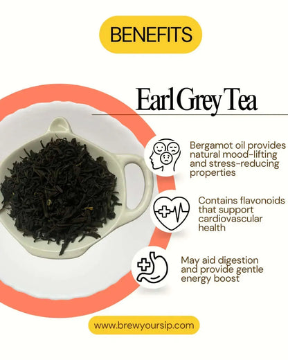 Earl Grey Black Tea | Bergamot Flavored | Premium Quality | English Tea | Brew Your Sip