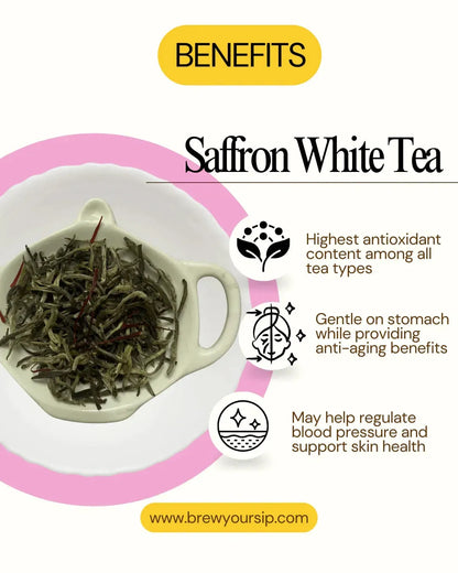 Saffron White Tea | Premium Blend | Luxury Tea | Rare Collection | Brew Your Sip