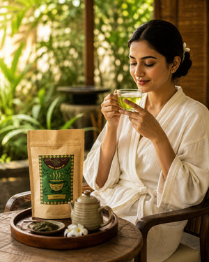 Brew Your Sip Marvel Green Tea brewed cup – crisp refreshing everyday green tea with clean grassy notes India