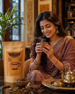 Brew Your Sip Diamond CTC Chai brewed cup – rich copper-red milk chai, bold Assam CTC tea base India
