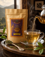 Brew Your Sip First Flush Darjeeling Tea packaging and dried leaves – delicate spring tea buy online India