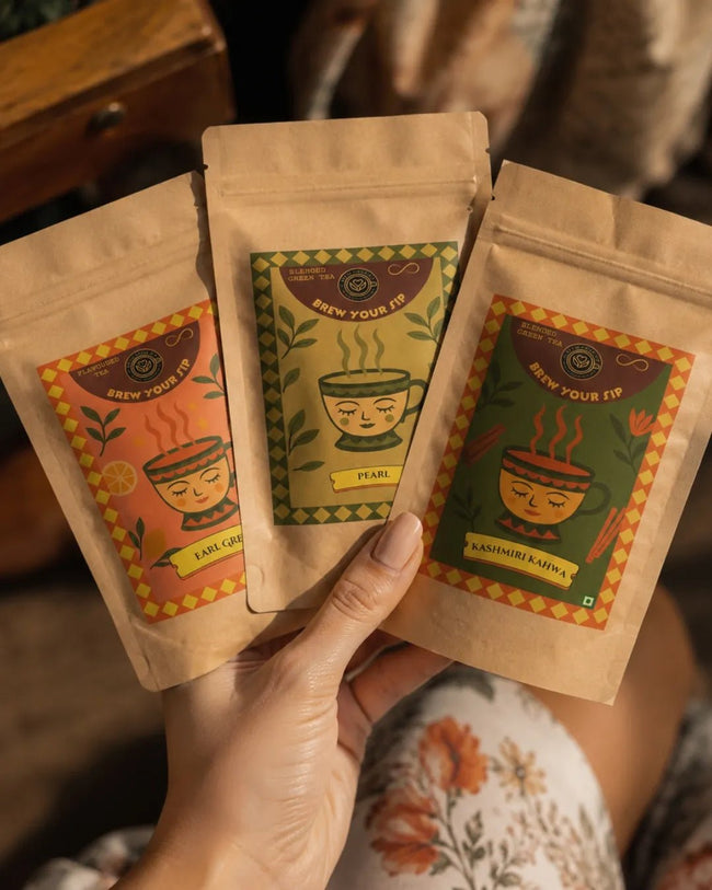Loose Leaf Tea Sampler, Heritage Trio | Green, Kahwa and Earl Grey