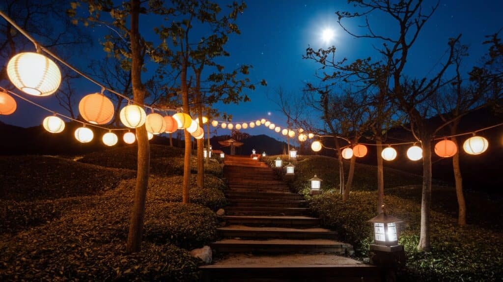 Full moon night tea garden Moonlight Darjeeling tea Garden night view